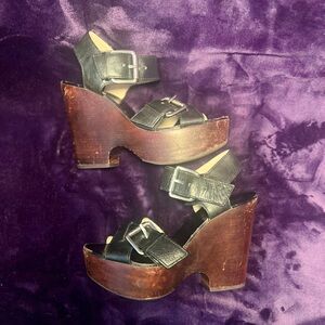 MICHAEL KORS | Chunky Platform Wooden Heeled Sandals | Size 6.5 M